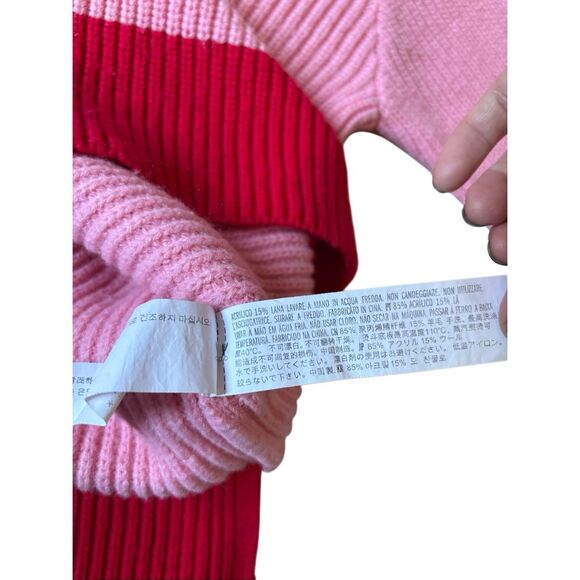 English Factory Contrast Zip Pullover Sweater size L Pink Red - Picture 10 of 10